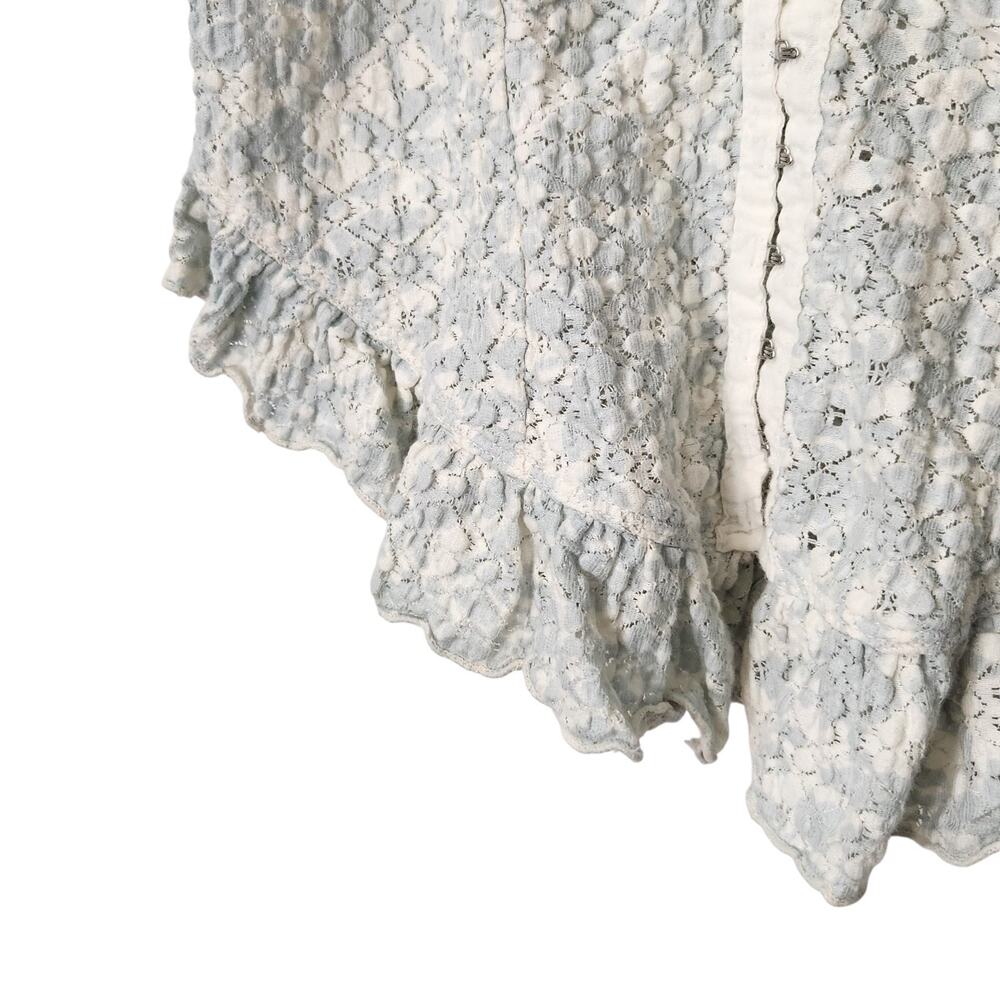 Free People Corset Top Medium Puff Sleeve Ruffle Romantic Feminine Boho Coquette - Picture 4 of 8